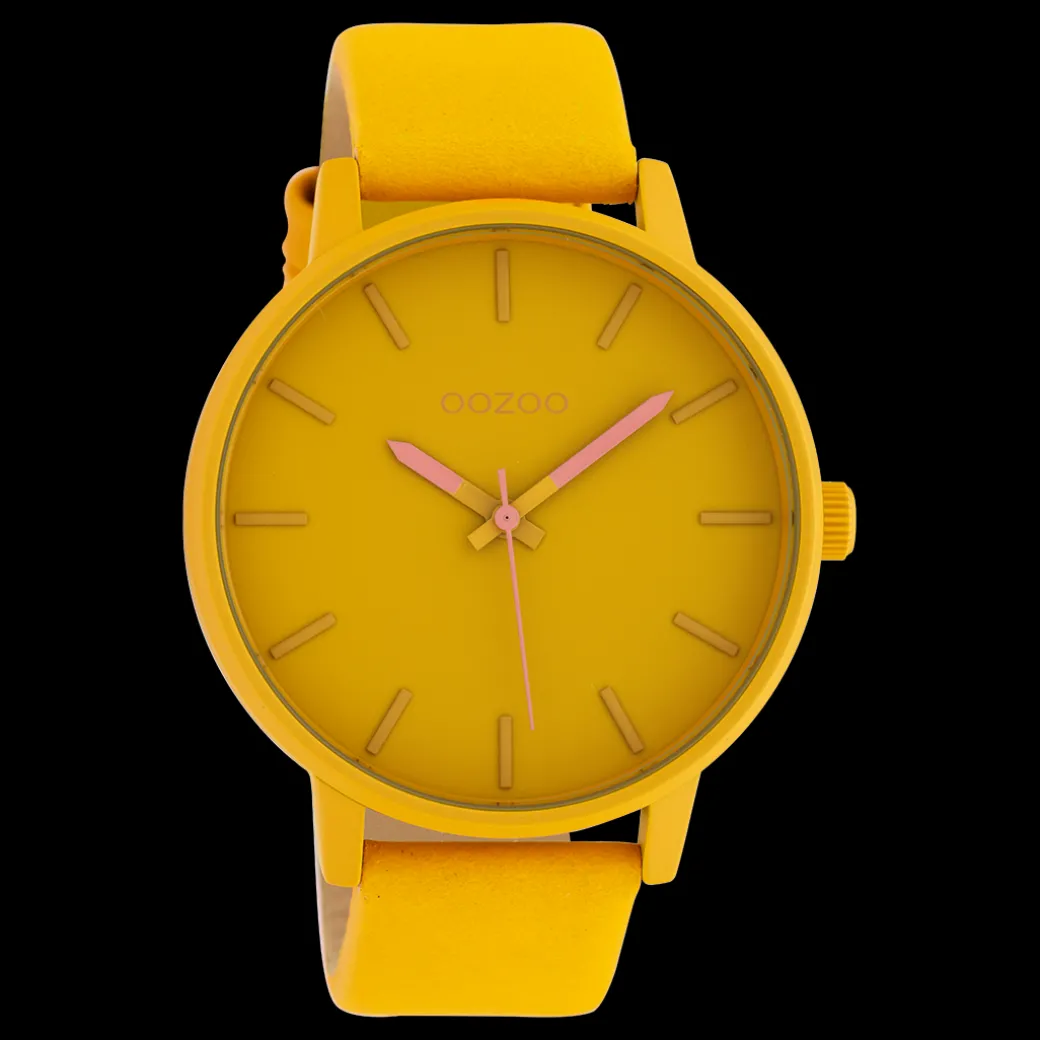 Abrikoos goudkleurige OOZOO horloge met leren band - C10380
