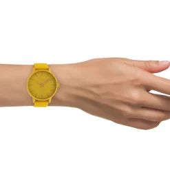 Abrikoos goudkleurige OOZOO horloge met leren band - C10380