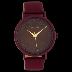 Biking rode OOZOO horloge met leren band - C10584