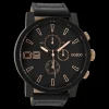 Black OOZOO watch with black leather strap - C9034