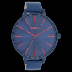 Blauwe OOZOO horloge met leren band - C11252