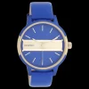 Blauw/goudkleurige OOZOO horloge met blauwe leren band - C11154