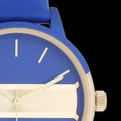 Blauw/goudkleurige OOZOO horloge met blauwe leren band - C11154