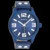 Bos groene OOZOO horloge met donker blauwe leren band - C1092
