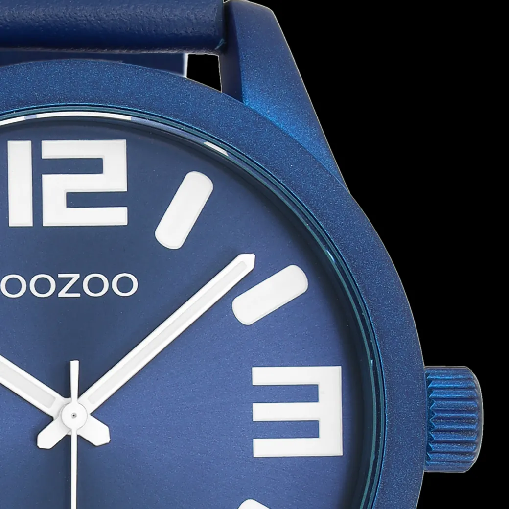 Bos groene OOZOO horloge met donker blauwe leren band - C1092