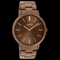 Bruine OOZOO horloge met roestvrijstalen armband - C20103