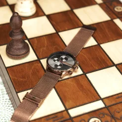 Bruine OOZOO horloge met metalen mesh armband - C11103