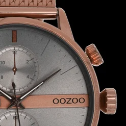 Bruine OOZOO horloge met metalen mesh armband - C11103