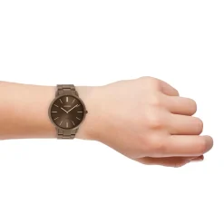 Bruine OOZOO horloge met roestvrijstalen armband - C20103