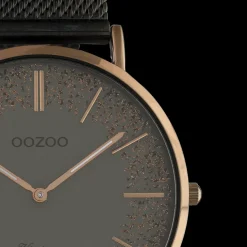 Bruine OOZOO horloge met titanium metalen mesh armband - C20139