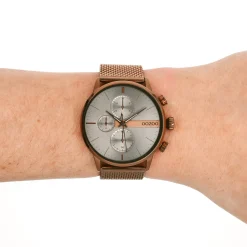 Bruine OOZOO horloge met metalen mesh armband - C11103