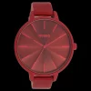 Dahlia rood OOZOO horloge met leren band - C11253