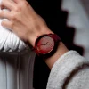 Dahlia rood OOZOO horloge met leren band - C11249