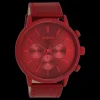 Dahlia rood OOZOO horloge met leren band - C11207