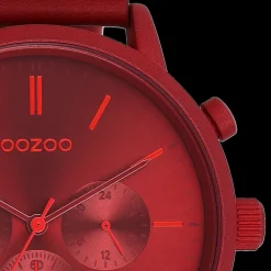 Dahlia rood OOZOO horloge met leren band - C11207