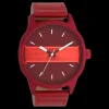 Dahlia/vuur rode OOZOO horloge met dahlia rood leren band - C11231