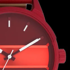 Dahlia/vuur rode OOZOO horloge met dahlia rood leren band - C11231