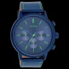Donker blauwe OOZOO horloge met blauwe leren band - C11205