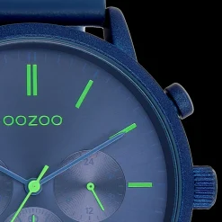 Donker blauwe OOZOO horloge met blauwe leren band - C11205