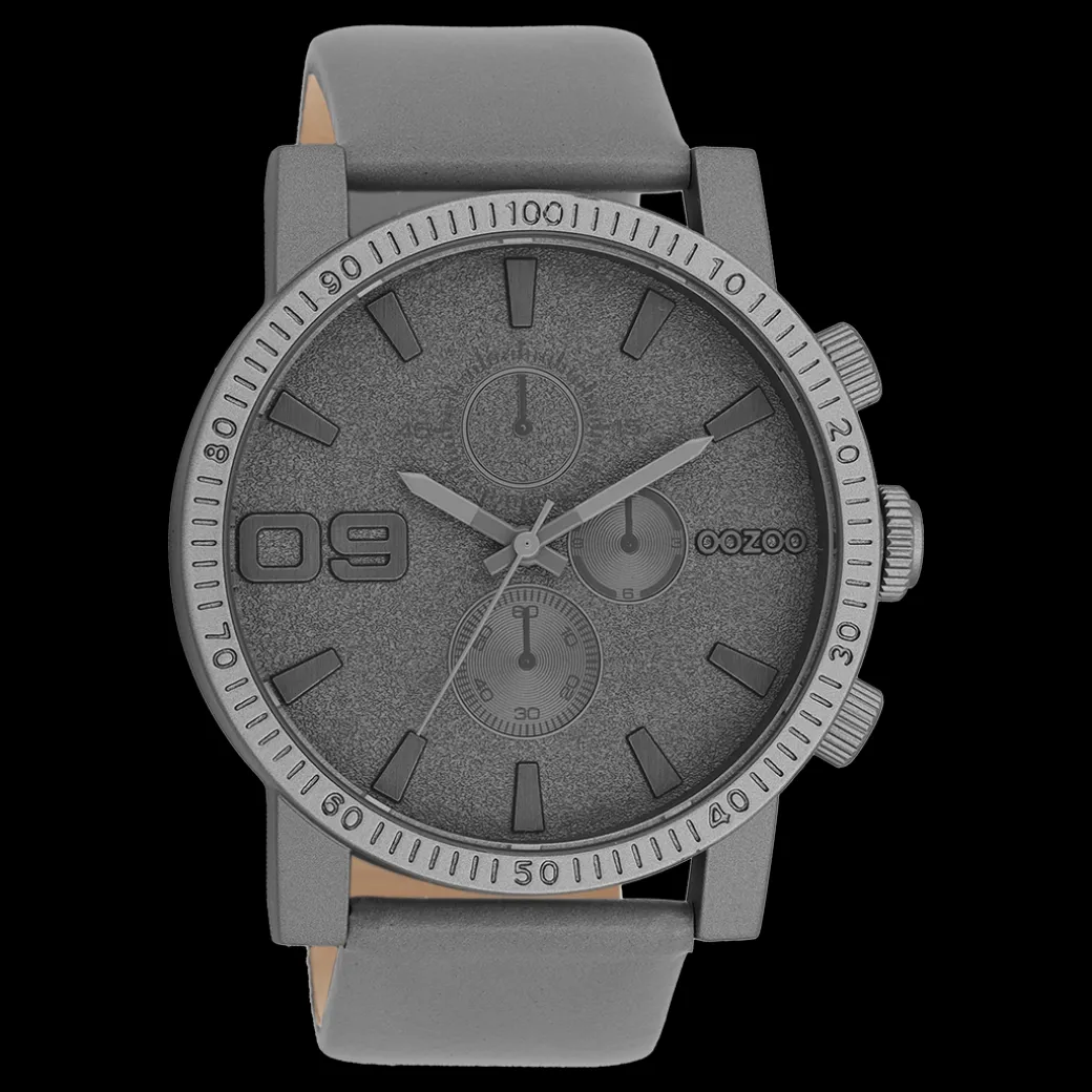 Donker grijze OOZOO horloge met leren band - C11312