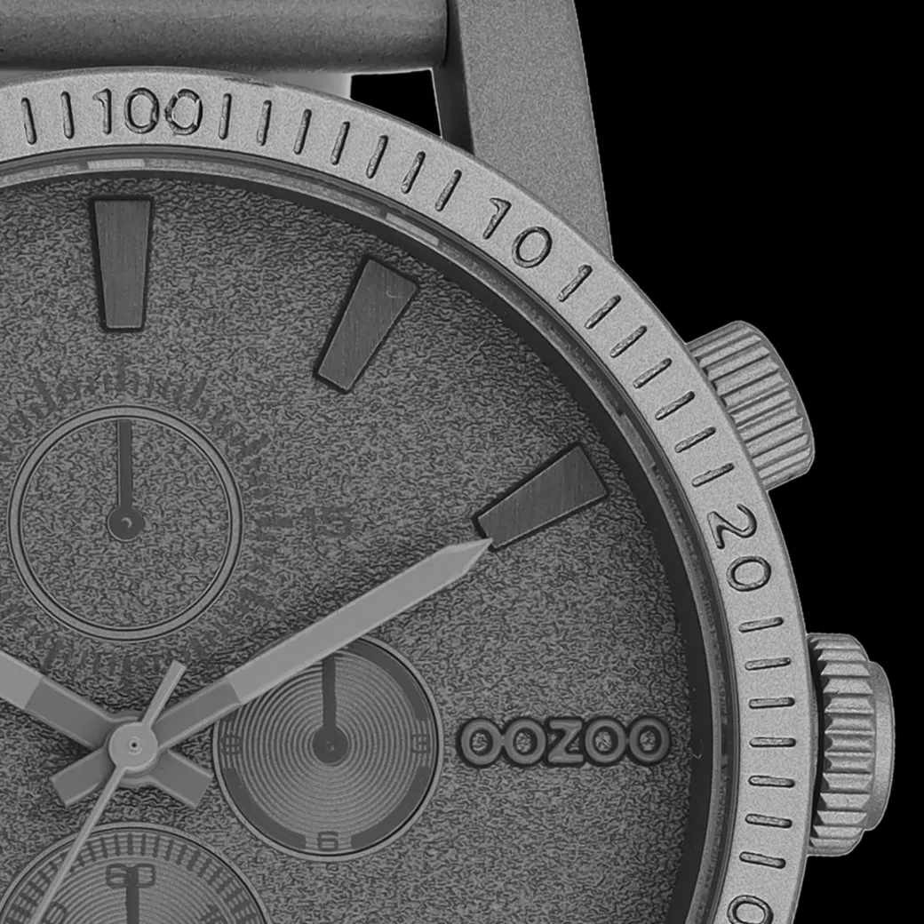 Donker grijze OOZOO horloge met leren band - C11312