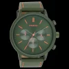 Donker groene OOZOO horloge met leren band - C11206