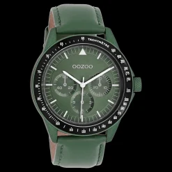 Donker groene OOZOO horloge met groene leren band - C11111