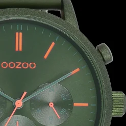Donker groene OOZOO horloge met leren band - C11206