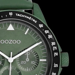 Donker groene OOZOO horloge met groene leren band - C11111