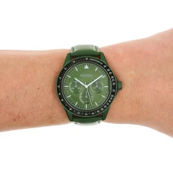 Donker groene OOZOO horloge met groene leren band - C11111