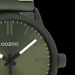 Donker groene OOZOO horloge met roestvrijstalen armband - C11402