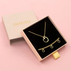Goudkleurige armband + ketting set met appels