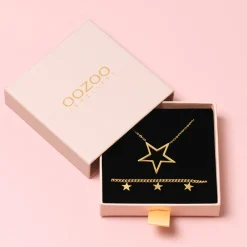 Goudkleurige armband + ketting set met sterretjes