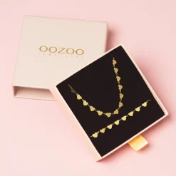 Goudkleurige armband + ketting set met hartjes