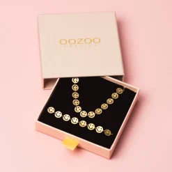Goudkleurige armband + ketting set met smileys