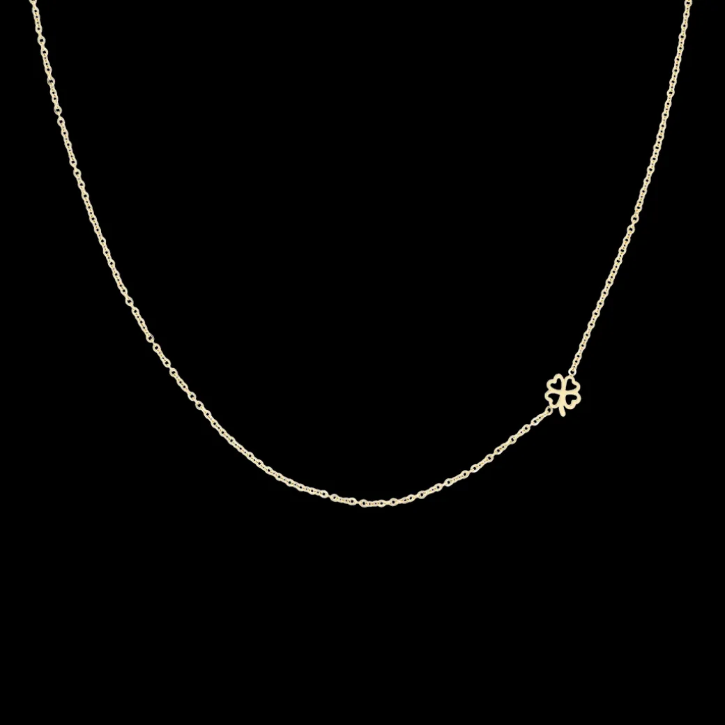 Goudkleurige armband + ketting set met een groene klaver