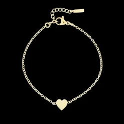 Goudkleurige armband + ketting set met een hart