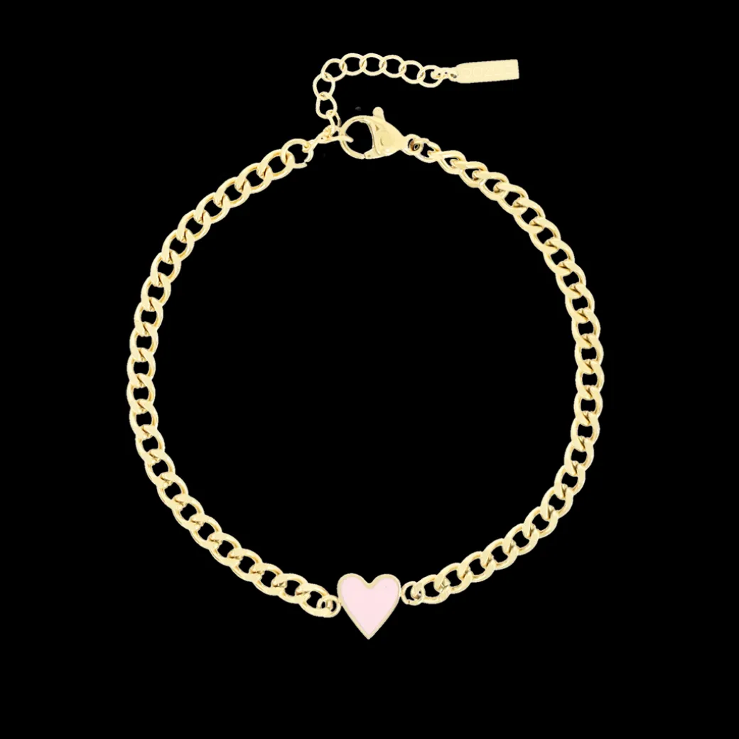 Goudkleurige armband + ketting set met groot hart