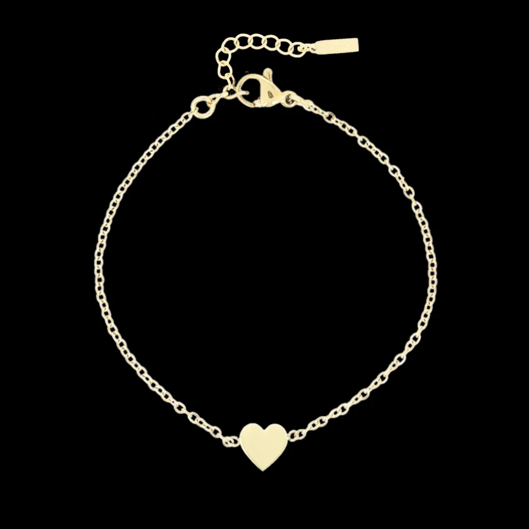 Goudkleurige armband + oorbellen + ketting set met een hart