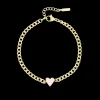 Goudkleurige armband met roze hart bedeltje