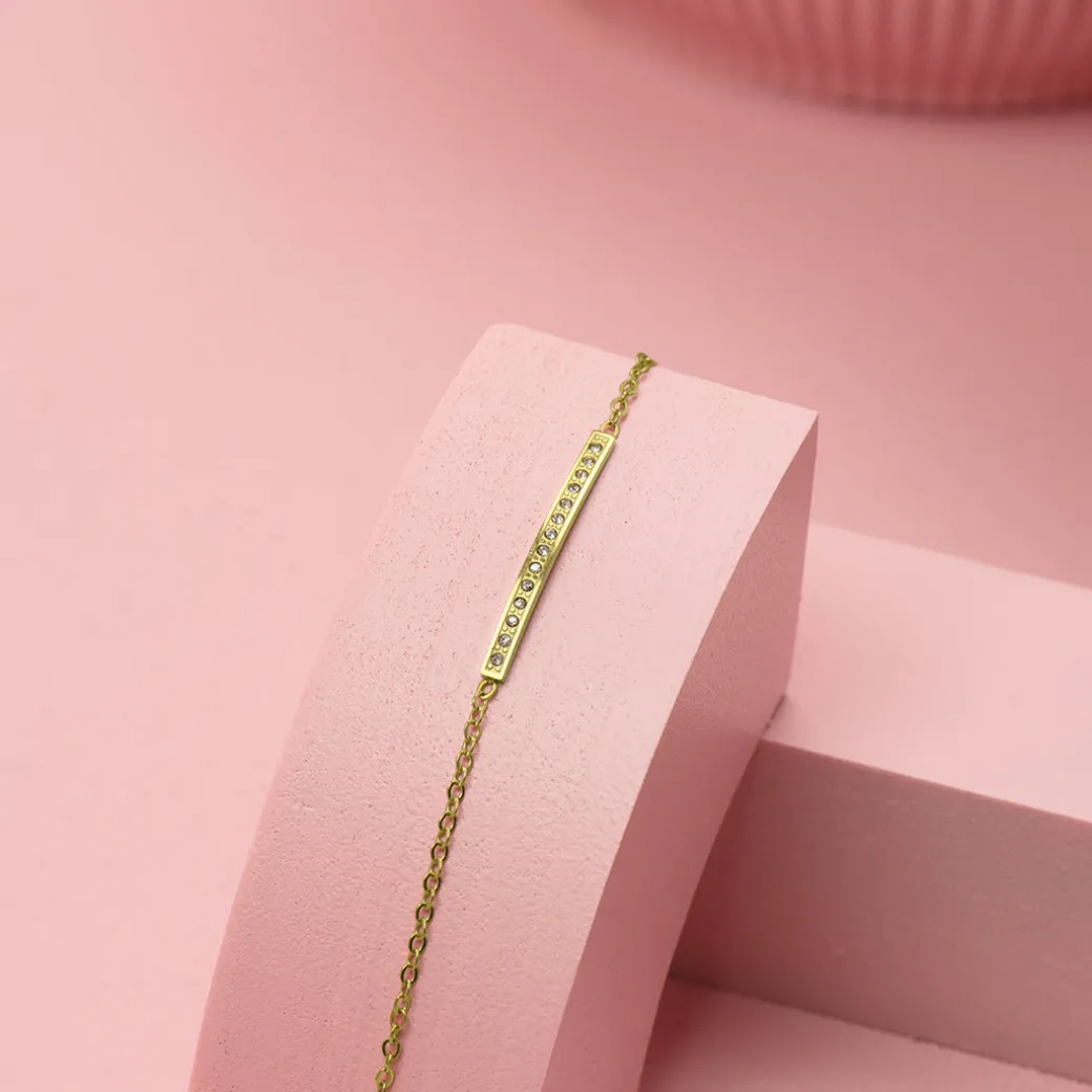 Goudkleurige armband met strass steentjes