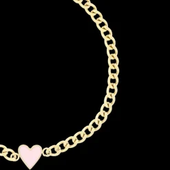 Goudkleurige armband met roze hart bedeltje