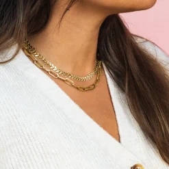 Goudkleurige ketting met V-schakel