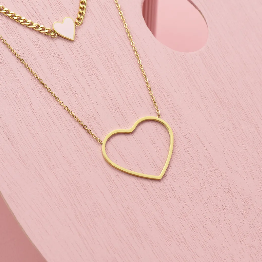 Goudkleurige ketting met groot hart