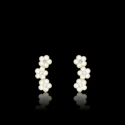 Goudkleurige oorbellen met strassbloemen