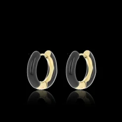 Goudkleurige oorringen met zwarte plating