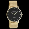 Goudkleurige OOZOO horloge met metalen mesh armband - C20237