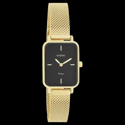Goudkleurige OOZOO horloge met metalen mesh armband - C20354