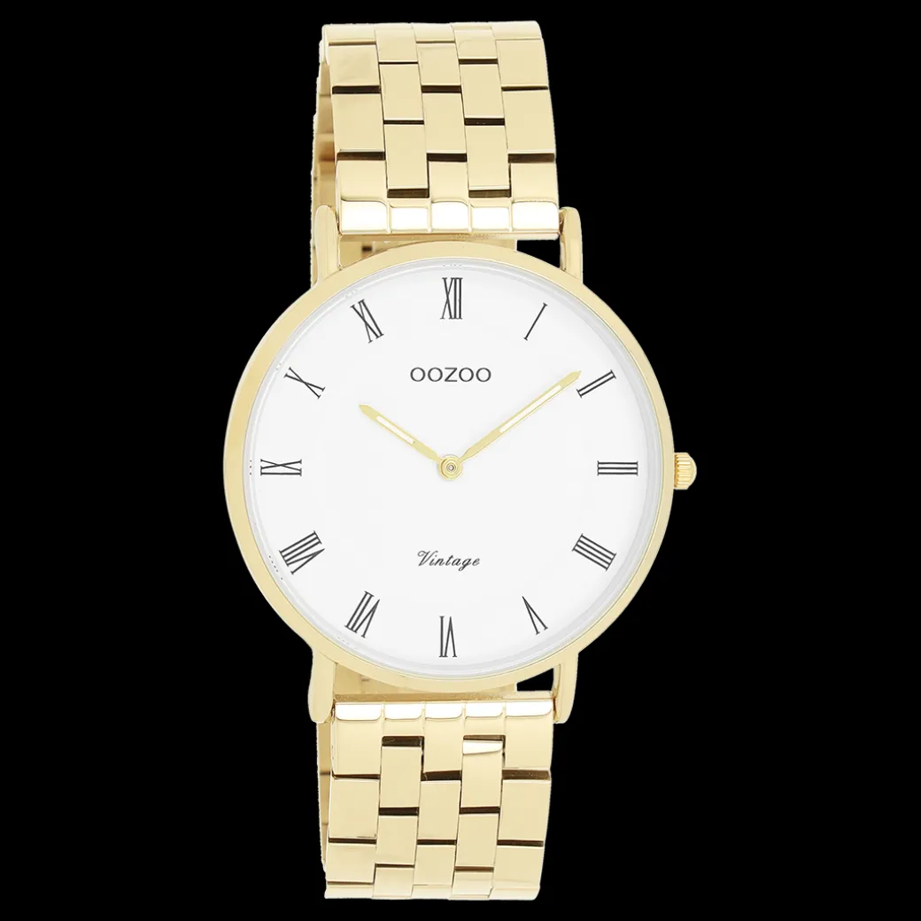 Goudkleurige OOZOO horloge met roestvrijstalen armband - C20369