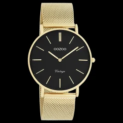 Goudkleurige OOZOO horloge met metalen mesh armband - C9913